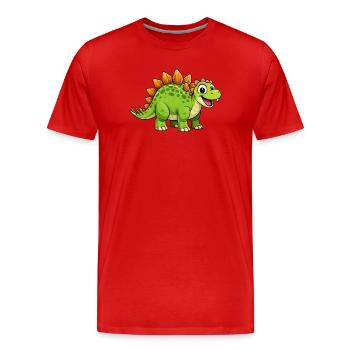 Dino Stegosaurus joyeux - T-shirt bio Premium Homme - rouge - Devant - Damien (186cm)