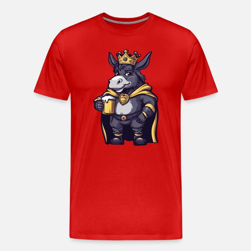 Esel Bier König - Männer Premium Bio T-Shirt - Rot