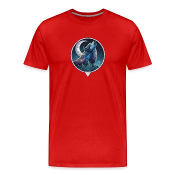 Nachtwolf im Sternenmeer - Männer Premium Bio T-Shirt - Rot - Vorne - Damien (186cm)