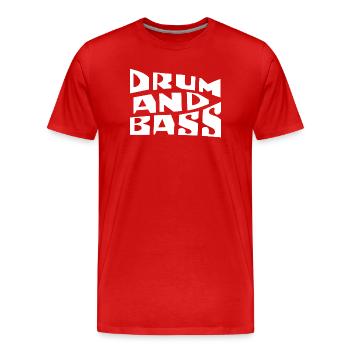 Drum and Bass Typographie audacieuse - T-shirt bio Premium Homme - rouge - Devant - Damien (186cm)