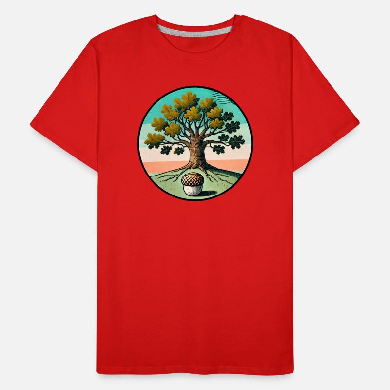 Retro-Baum des Lebens mit Eichel Männer Premium Bio T-Shirt