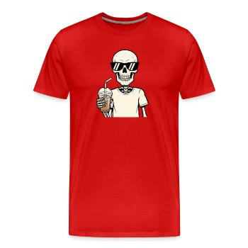 Iced Coffee Skeleton Sunglasses Coffee Junkie - Men's Premium Organic T-Shirt - red - Front - Damien (186cm)