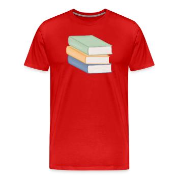 Pastel Colored Stack of Books - Men's Premium Organic T-Shirt - red - Front - Damien (186cm)