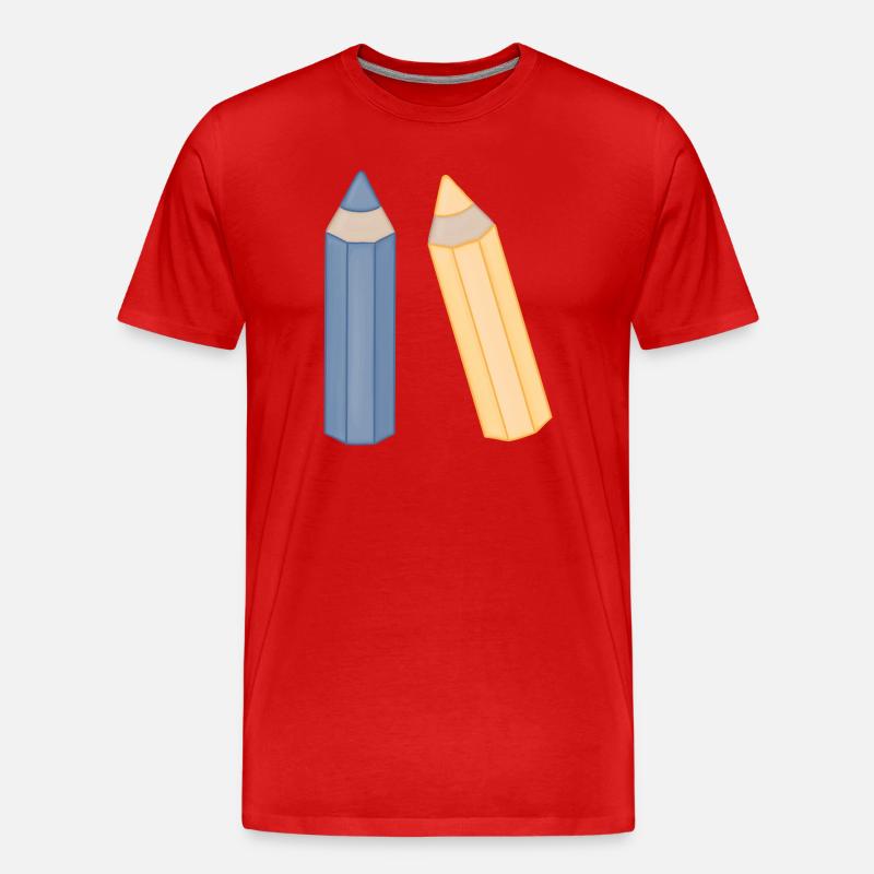 Bleistift-Duo Illustration Buntstifte - Männer Premium Bio T-Shirt - Rot