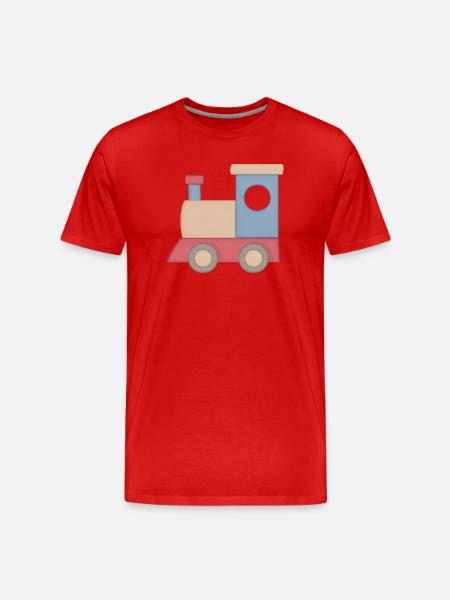 Kunterbunter Spielzug Illustration Eisenbahn - Männer Premium Bio T-Shirt - Rot