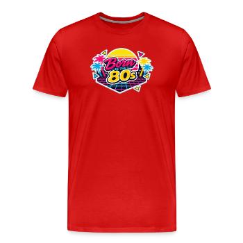 Né dans les années 80 Neon - T-shirt bio Premium Homme - rouge - Devant - Damien (186cm)