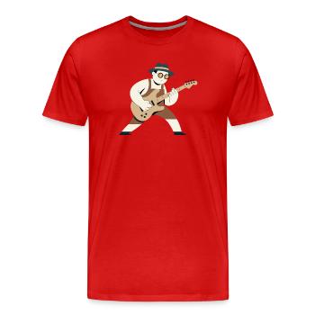 Héros de la guitare en tenue vintage - T-shirt bio Premium Homme - rouge - Devant - Damien (186cm)