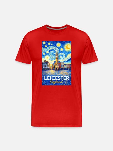 Leicester, Angleterre - T-shirt bio Premium Homme - rouge