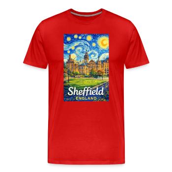 Sheffield, England - Männer Premium Bio T-Shirt - Rot - Vorne - Damien (186cm)