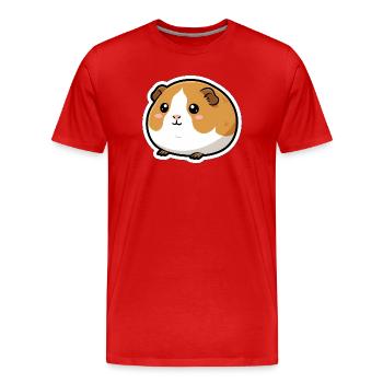 Autocollant tête de cochon d’Inde - T-shirt bio Premium Homme - rouge - Devant - Damien (186cm)
