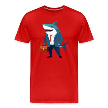 Business Hai im Anzug Finanzhai Manager Motiv - Männer Premium Bio T-Shirt - Rot - Vorne - Damien (186cm)