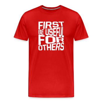 Citation d’un travailleur social d’abord : être utile aux autres - T-shirt bio Premium Homme - rouge - Devant - Damien (186cm)