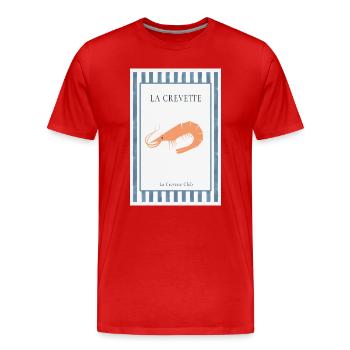 La Crevette French Shrimp Poster - Men's Premium Organic T-Shirt - red - Front - Damien (186cm)