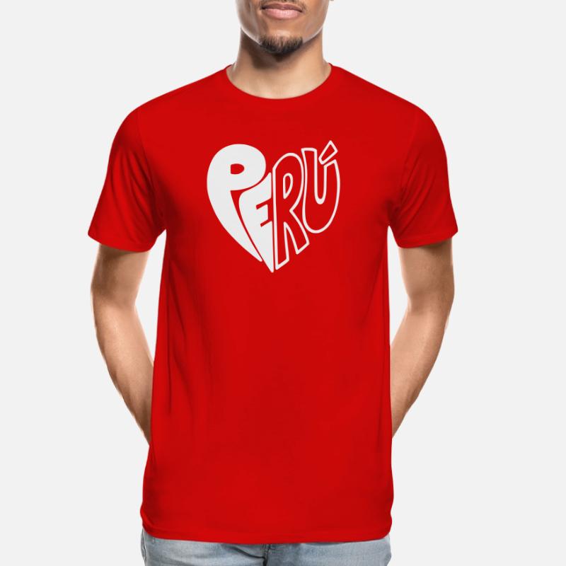 Logo dessiné à la main du Pérou - Variable de couleur T-shirt bio Premium Homme