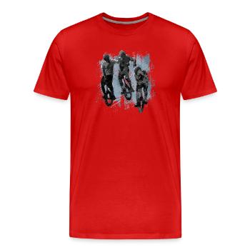 Unicycle | Descendance freestyle en monocycle - T-shirt bio Premium Homme - rouge - Devant - Damien (186cm)