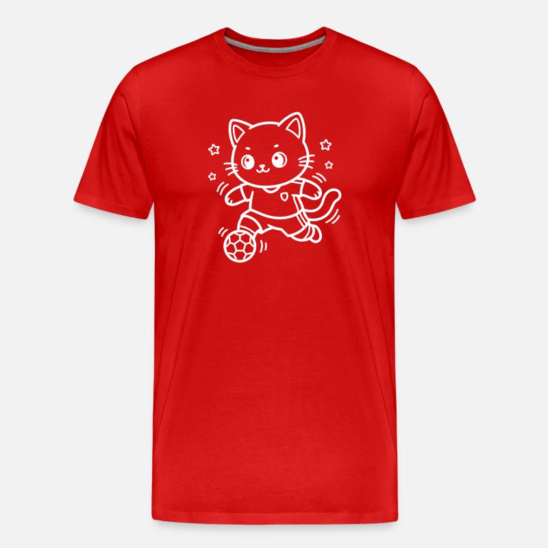 Fußball Kawaii Katze - Männer Premium Bio T-Shirt - Rot