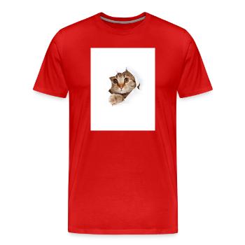 Kuckuck-Kätzchen durch den Papierriss - Männer Premium Bio T-Shirt - Rot - Vorne - Damien (186cm)