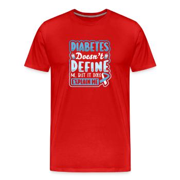 Diabète de type 1 - T-shirt bio Premium Homme - rouge - Devant - Damien (186cm)