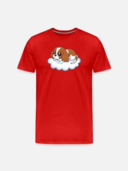 Dreamy Rider Puppy on a Cloud - Men's Premium Organic T-Shirt - red