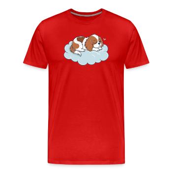 Dreamy Puppy on Pastel Cloud - Men's Premium Organic T-Shirt - red - Front - Damien (186cm)