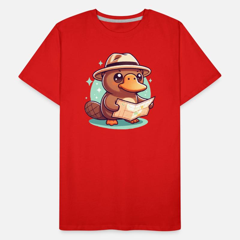 Entdeckerbiber mit Kartenhut Männer Premium Bio T-Shirt