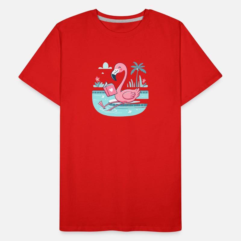 Flamingo am Pool – Buchzeit Männer Premium Bio T-Shirt