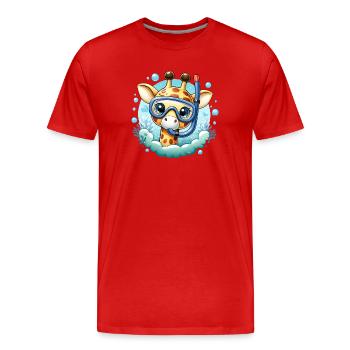 Giraffe im Unterwasser-Schnorchel - Männer Premium Bio T-Shirt - Rot - Vorne - Damien (186cm)