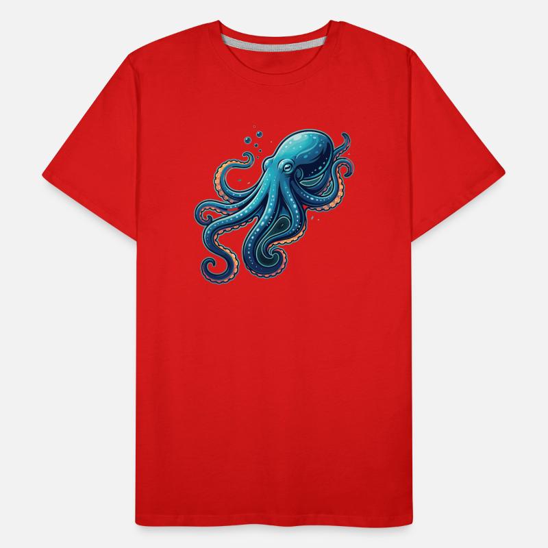 Mer d’illustration de pieuvre mignonne T-shirt bio Premium Homme
