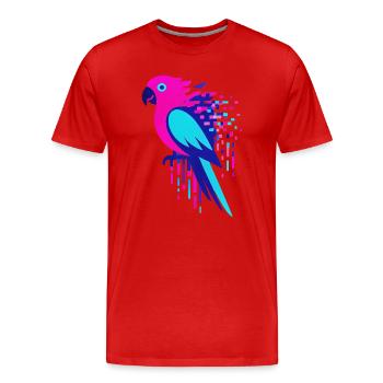 Perroquet Geek pixelisé glitch - T-shirt bio Premium Homme - rouge - Devant - Damien (186cm)