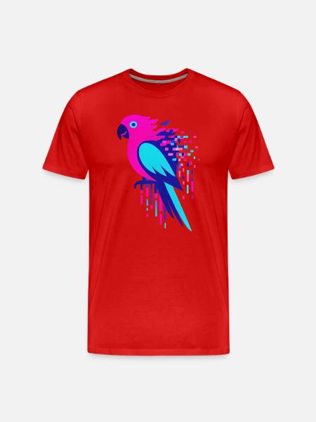 Glitch pixelated Geek parrot - Men's Premium Organic T-Shirt - red