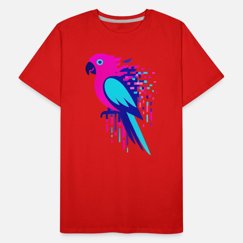 Perroquet Geek pixelisé glitch T-shirt bio Premium Homme