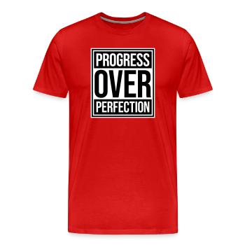 Progress Over Perfection Spruch Motivation Mindset - Männer Premium Bio T-Shirt - Rot - Vorne - Damien (186cm)