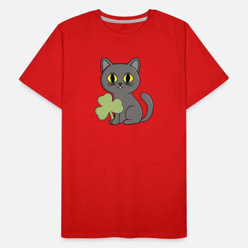 Grauer Katzen-Kleeblatt-Anhänger Männer Premium Bio T-Shirt