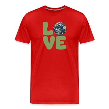 Earth Love Eco Typography - Men's Premium Organic T-Shirt - red - Front - Damien (186cm)