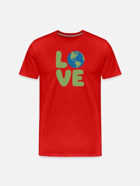 Earth Love Globe Logo - Men's Premium Organic T-Shirt - red