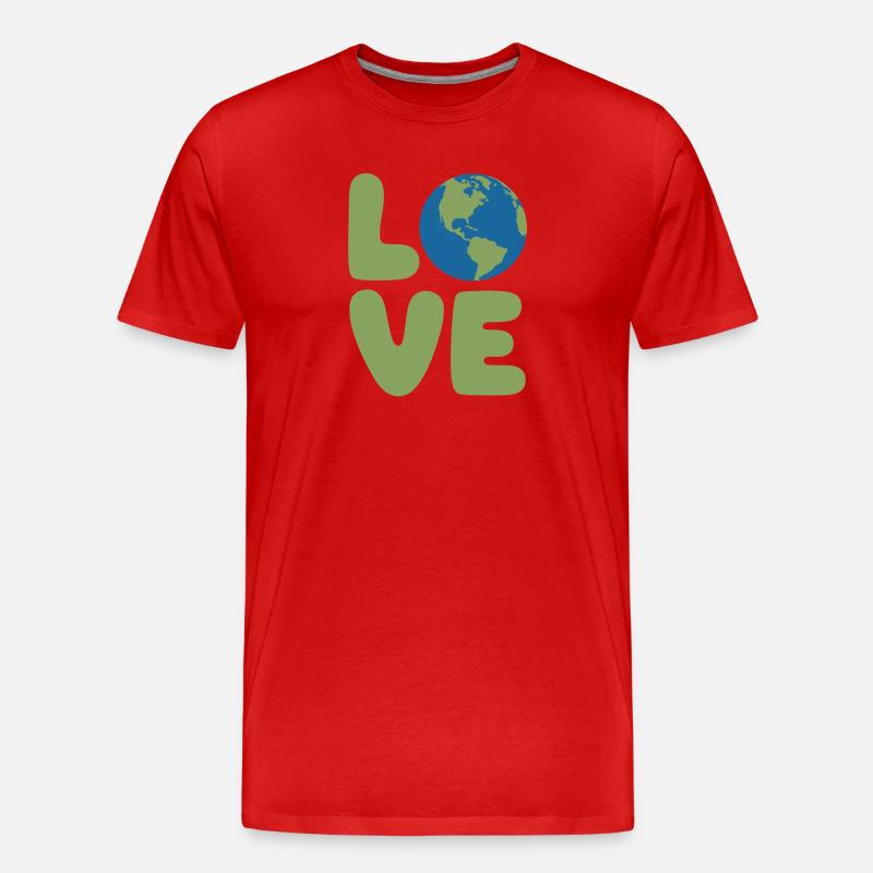 Earth Love Globe Logo - Männer Premium Bio T-Shirt - Rot