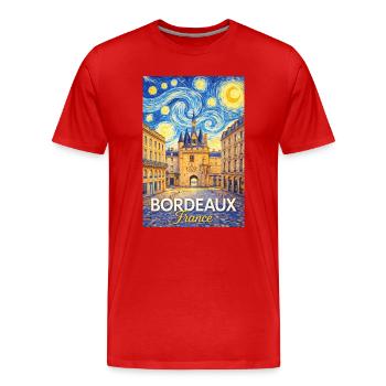 Bordeaux, France - T-shirt bio Premium Homme - rouge - Devant - Damien (186cm)