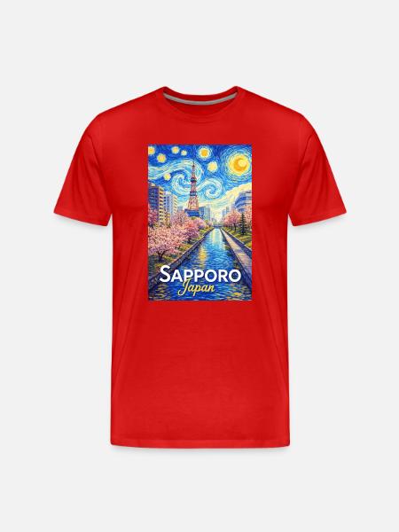 Sapporo, Japan - Männer Premium Bio T-Shirt - Rot