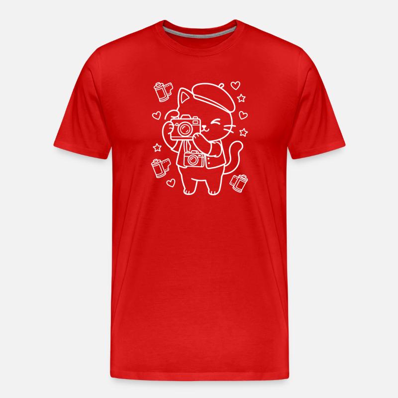 Fotograf Kawaii Katzen - Männer Premium Bio T-Shirt - Rot