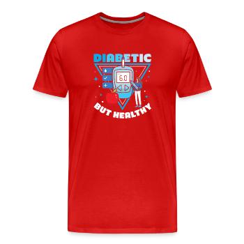 Diabète de type 1 - T-shirt bio Premium Homme - rouge - Devant - Damien (186cm)