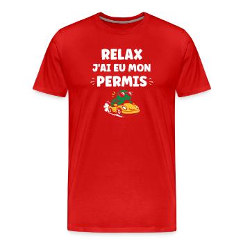 Führerschein-Humor - Männer Premium Bio T-Shirt - Rot - Vorne - Damien (186cm)