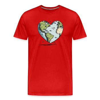 Herz der Erde Globus - Männer Premium Bio T-Shirt - Rot - Vorne - Damien (186cm)