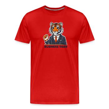 Tigre d’affaires en costume - T-shirt bio Premium Homme - rouge - Devant - Damien (186cm)