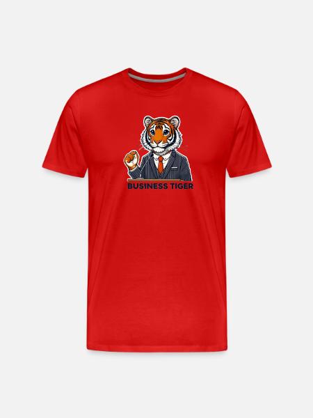 Business Tiger in a Suit - Men's Premium Organic T-Shirt - red