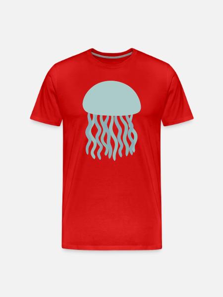 Jellyfish Drift Ocean Illustration - Men's Premium Organic T-Shirt - red
