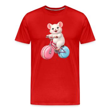 Maus auf Fahrrad mit Macaron Rädern  - Männer Premium Bio T-Shirt - Rot - Vorne - Damien (186cm)