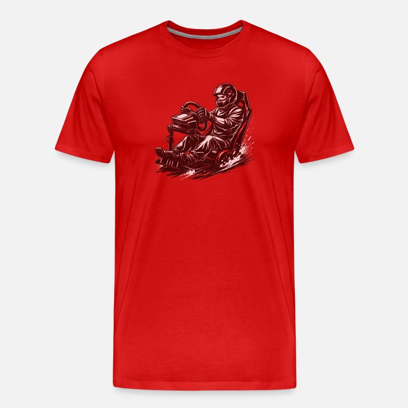 Simracer im Comic-Ink Stil in Action - Männer Premium Bio T-Shirt - Rot