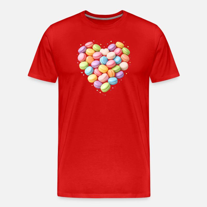 Macarons Herz Pastell Design  - Männer Premium Bio T-Shirt - Rot
