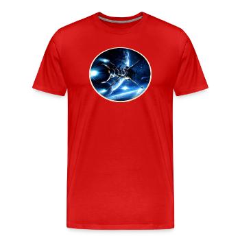 The Comet - Retro Space Emblem – 8-Bit Starship - Men's Premium Organic T-Shirt - red - Front - Damien (186cm)