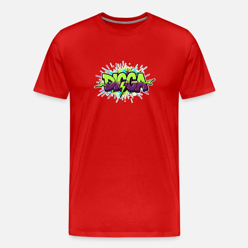 Digga Graffiti Neon Burst - Männer Premium Bio T-Shirt - Rot